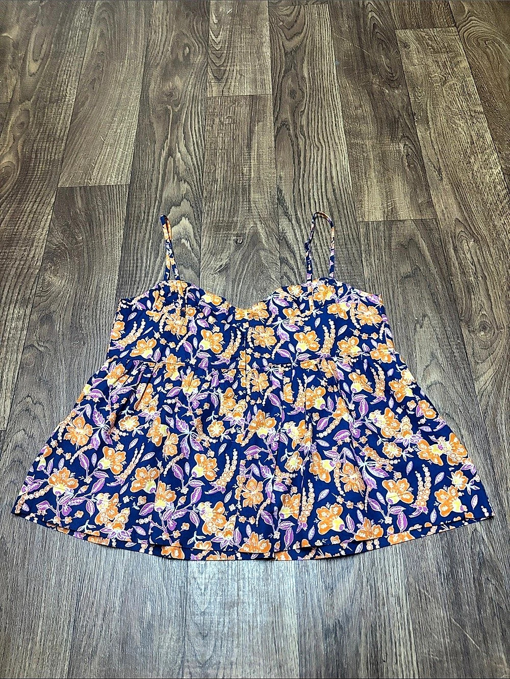 J.Crew Floral Camisole in Blue & Orange Size Small Like New